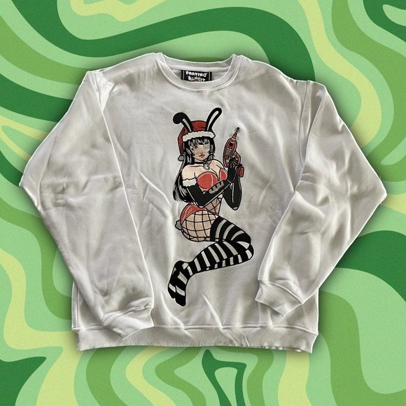 Praying Rabbit Emiko "Ray Gun" Crew Neck - Picture 1 of 2
